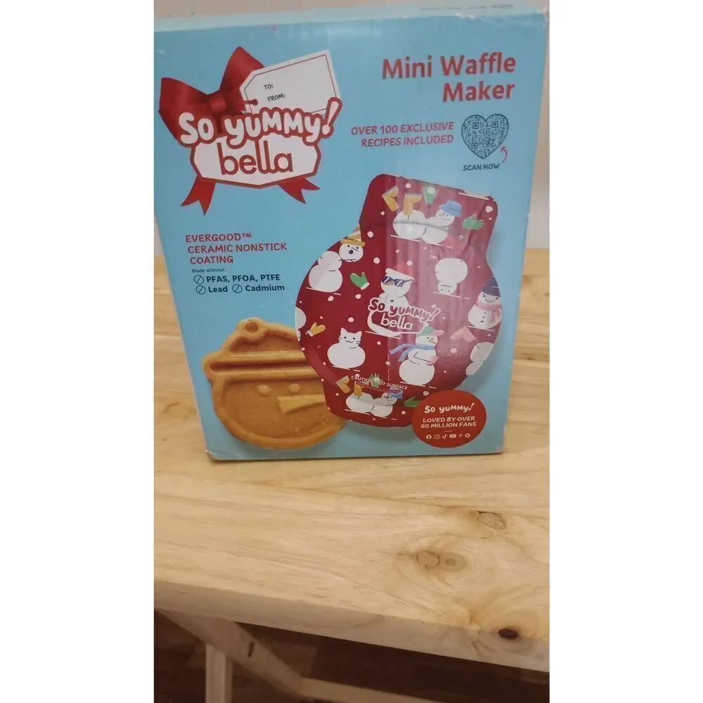 New Bella so yummy fun snowman face mini waffle maker